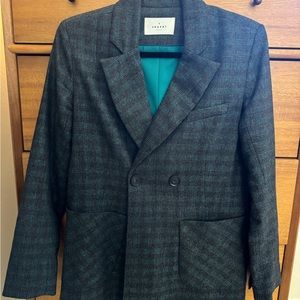 Argent wool blazer checkered